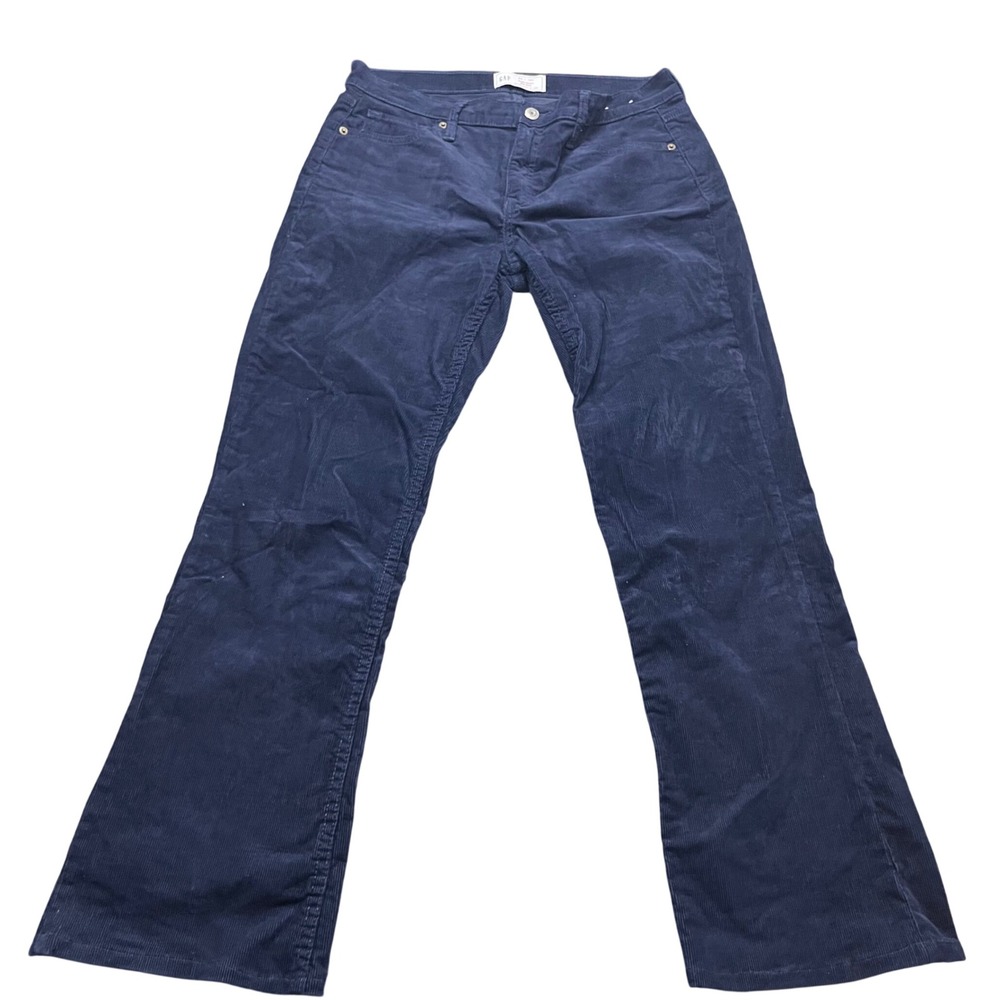 Gap Baby Boot Mid Rise Corduroy Pants Navy Blue Size 10R 30 Womens